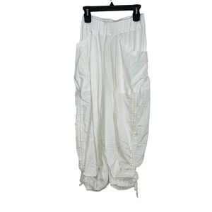 NWT Free People White Lace-Up Tie Ankle Parachute Cargo Oversized Pants XS